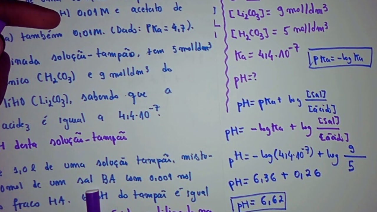 Cálculo do pH de soluções tampão