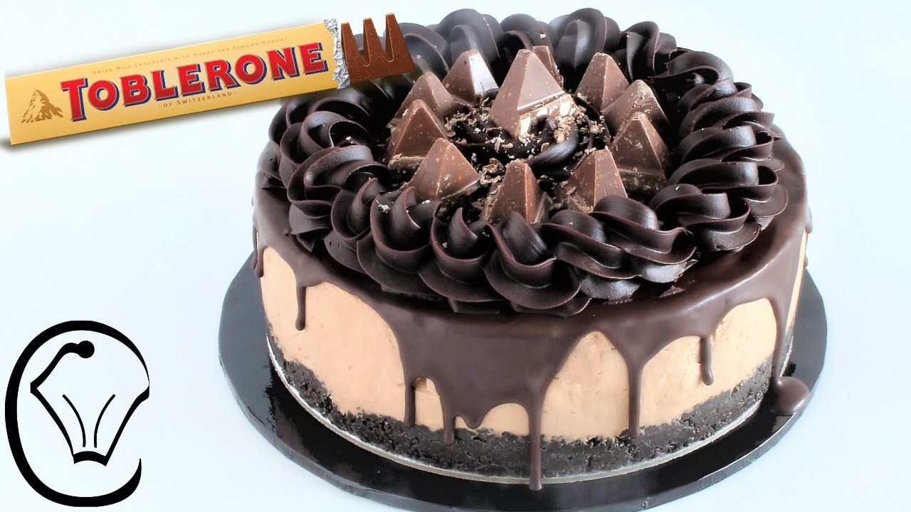 Toblerone Cheesecake with Chocolate Drip and Ganache Rope Border No Bake