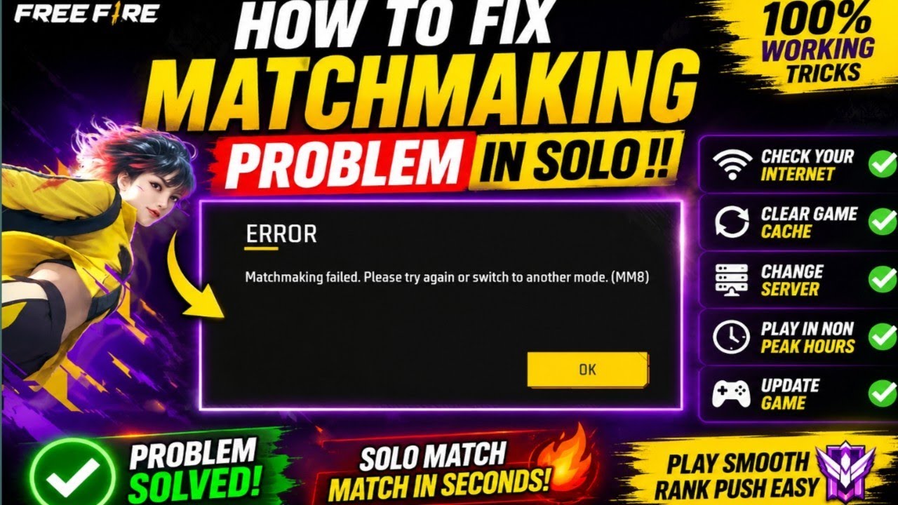 How To Fix Solo Matchmaking Problem MM8 !! Free Fire Matchmaking Problem ko Kaise Thik Karen !! 