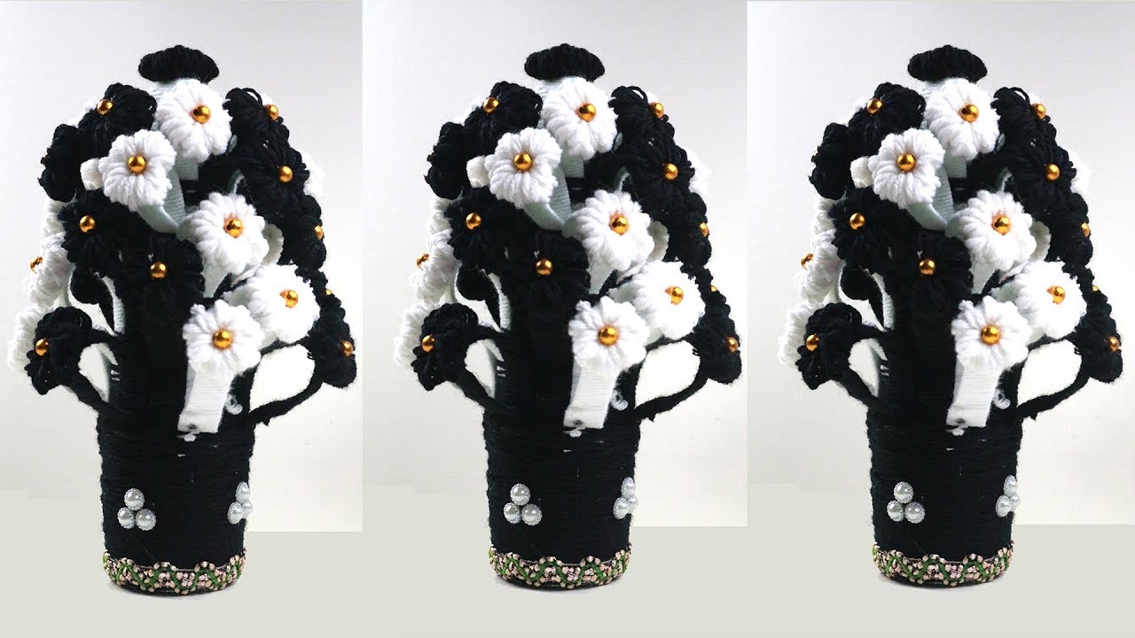 GULDASTA - Best out of waste sauce bottle craft - Easy WOOLEN Craft ideas - WOOLEN GULDASTA