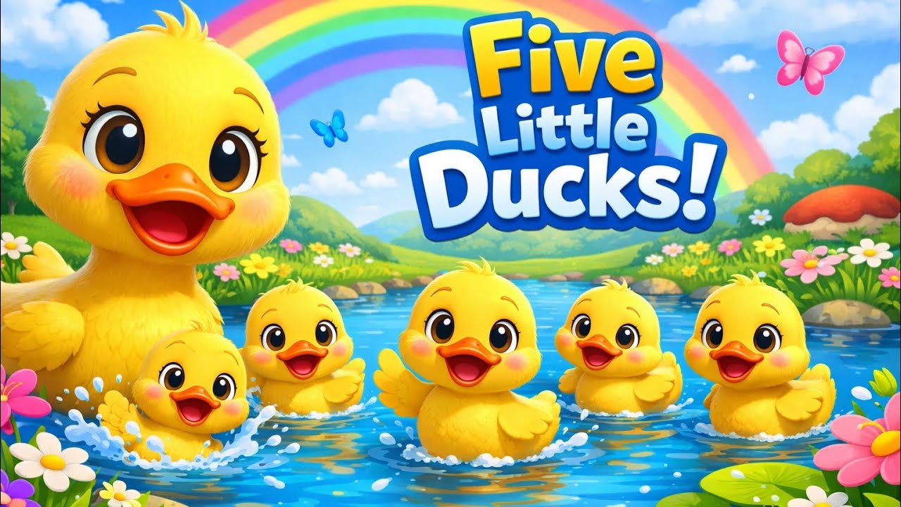 Five Little Ducks 🦆 | Colorful Baby Rhymes for Kids