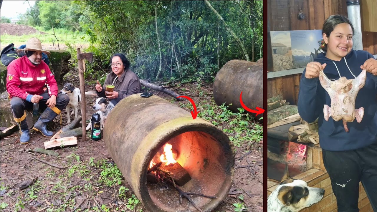 Acampar assim é arriscar a vida! dias difíceis,chuva,frio intenço,lida raiz fogâo campeiro!