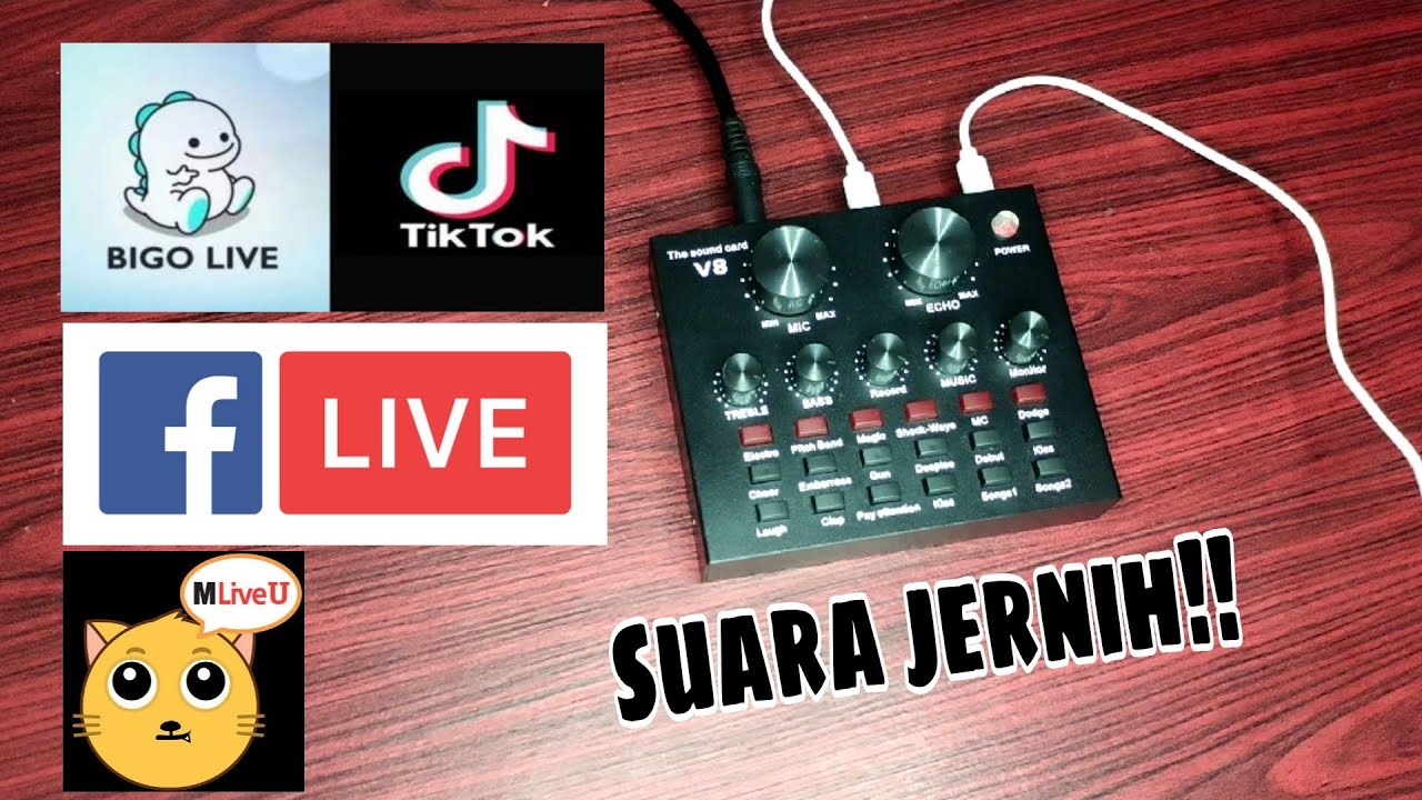 cara live bigo FB MLive  pakai soundcard v8 |l suara jernih