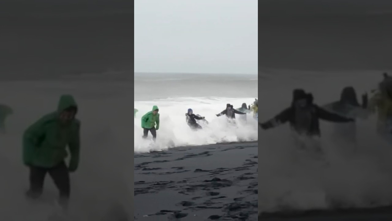 🌊 Sneaker waves on Reynisfjara The Black Sand Beach  of Iceland That Ki#lls Tourists