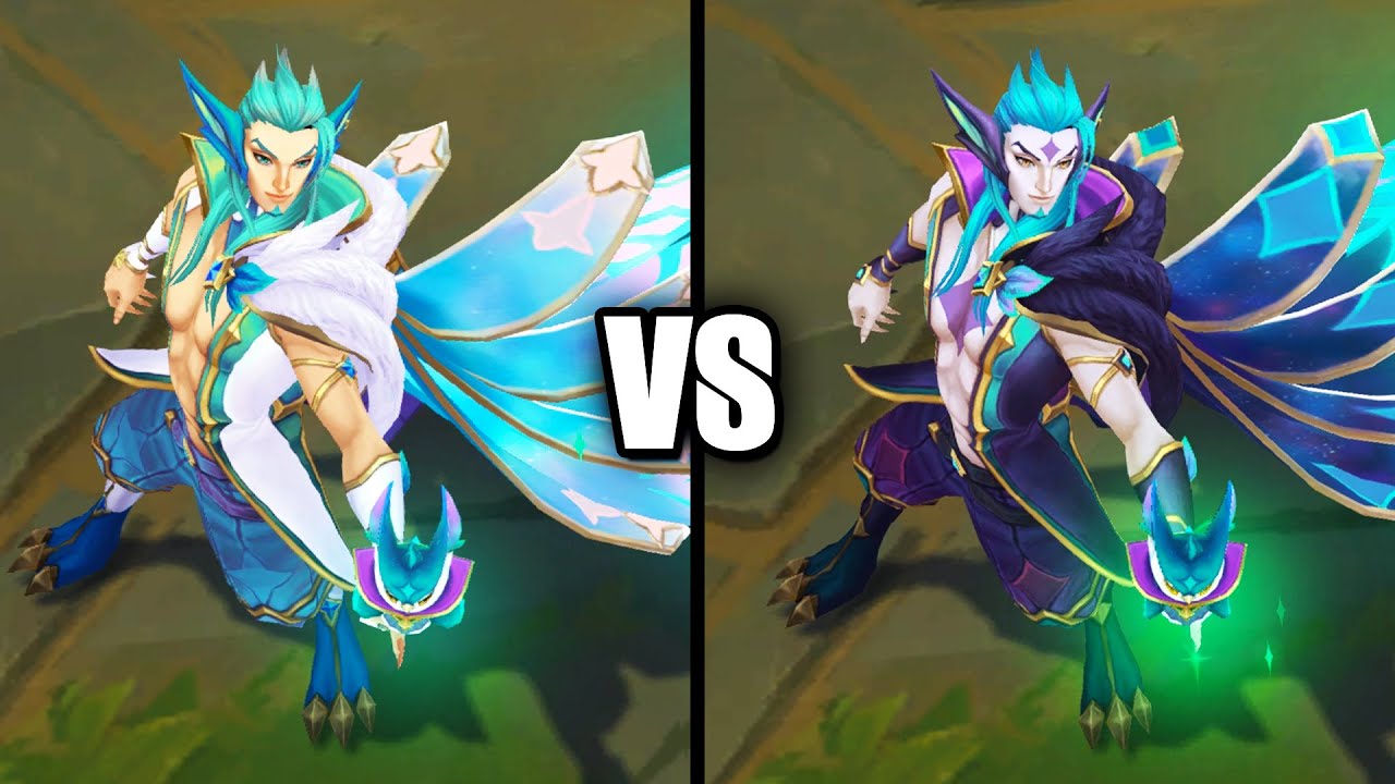 Redeemed Star Guardian Rakan vs Star Guardian Rakan Skins Comparison (League of Legends)