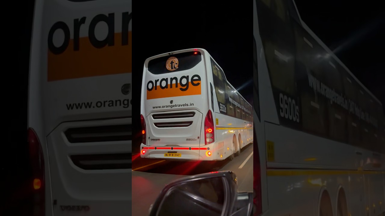 Orange travels Volvo b8r 9600s sleeper multiaxle bus cruising on Chennai highway #volvobus #youtube
