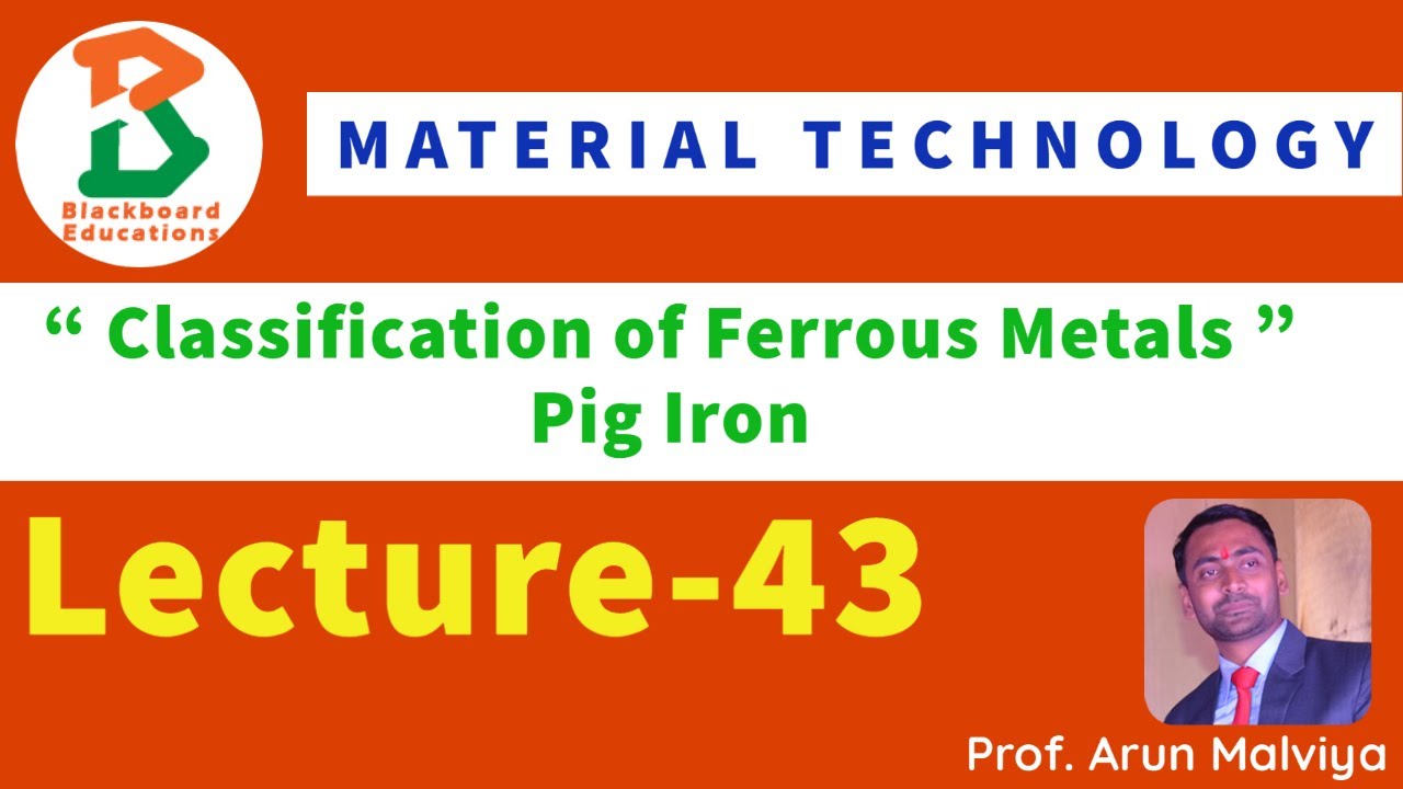 | Lecture 43 | Classification of Ferrous Metals | Pig Iron |