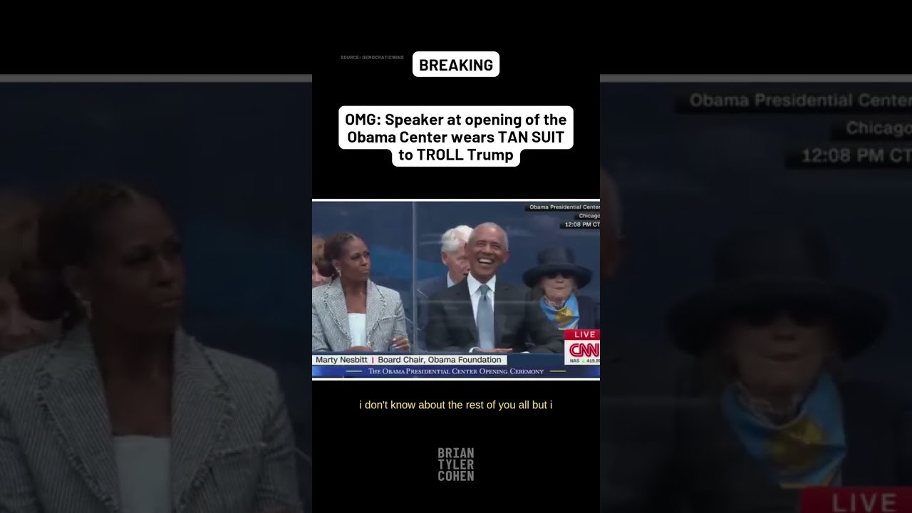 OMG: Speaker at opening of the Obama Center wears TAN SUIT to TROLL Trump