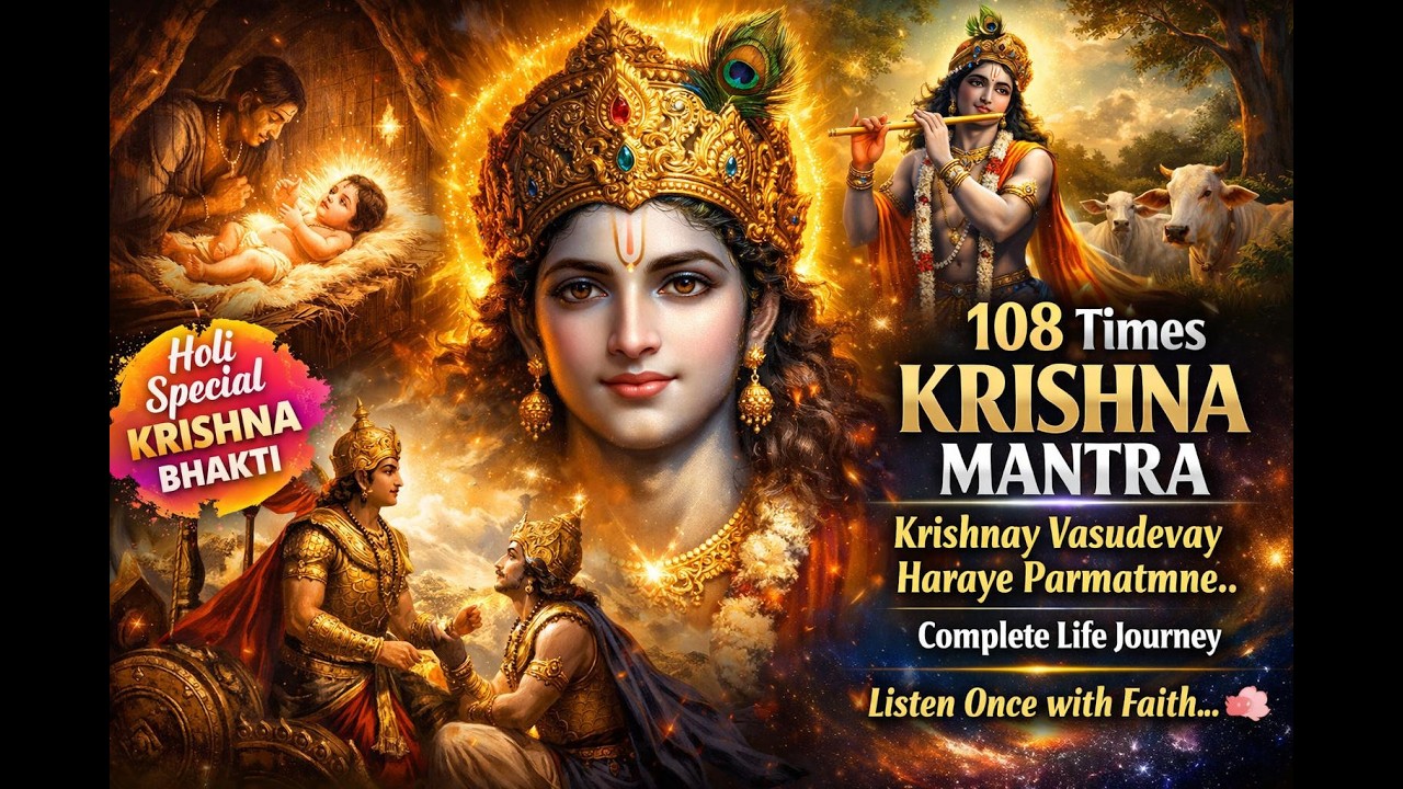 108 Times Om Krishnaya Vasudevaya  Complete Life of Krishna Visual Journey  Divine Chant