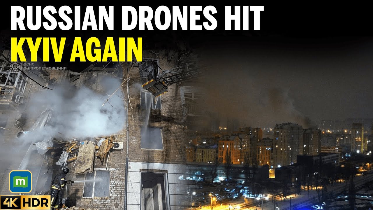 Russian Drone Attack on Kyiv Leaves Four Dead, Triggers Fires and Infrastructure Damage | 4K