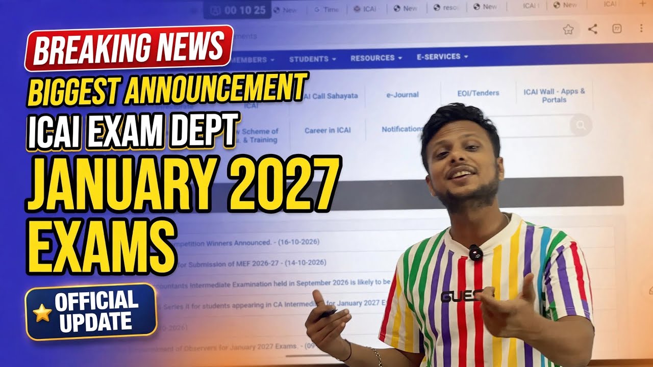 Breaking News | ICAI Exam Department Biggest Announcement Released CA January 2027 Exams