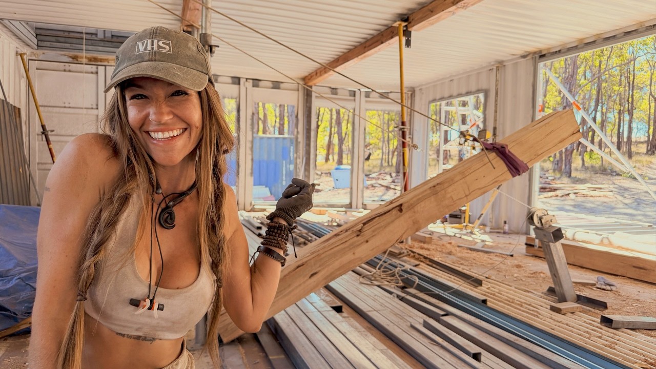 I turned trees from my homestead into these timber posts for my container house!