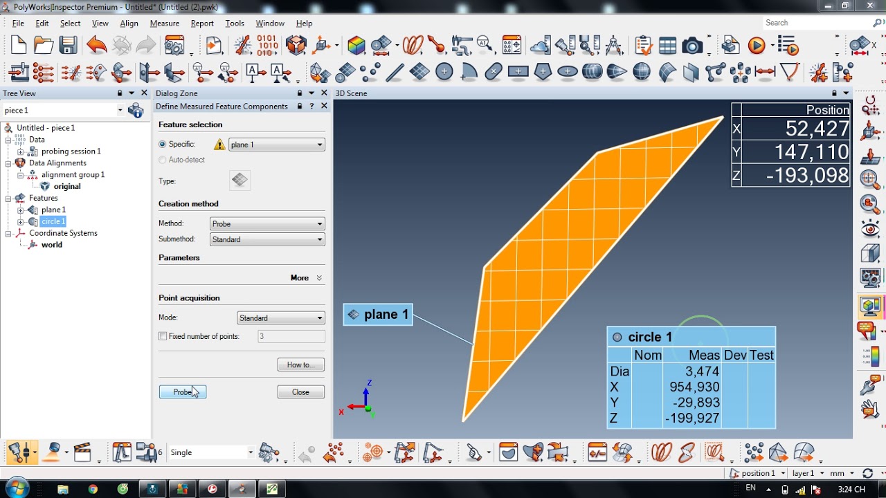 Probing with Polywork and Faro Arm