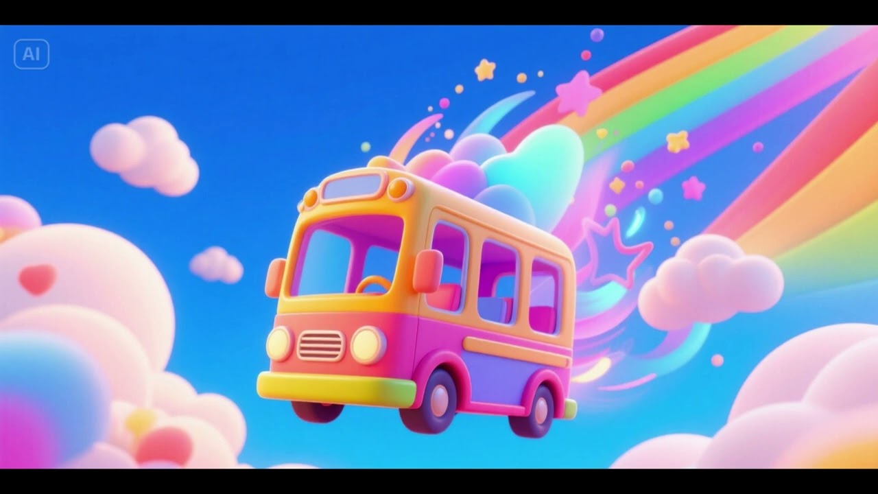 Magic Bus and the Colorful Clouds | Color Learning Song for Kids | Nursery Rhymes