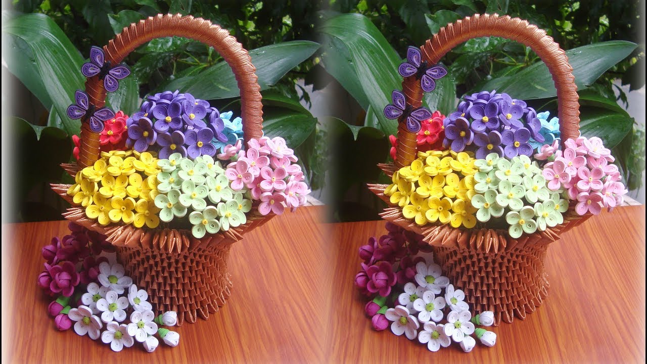 How To Make 3D Origami Flower Basket | DIY Paper Flower Basket