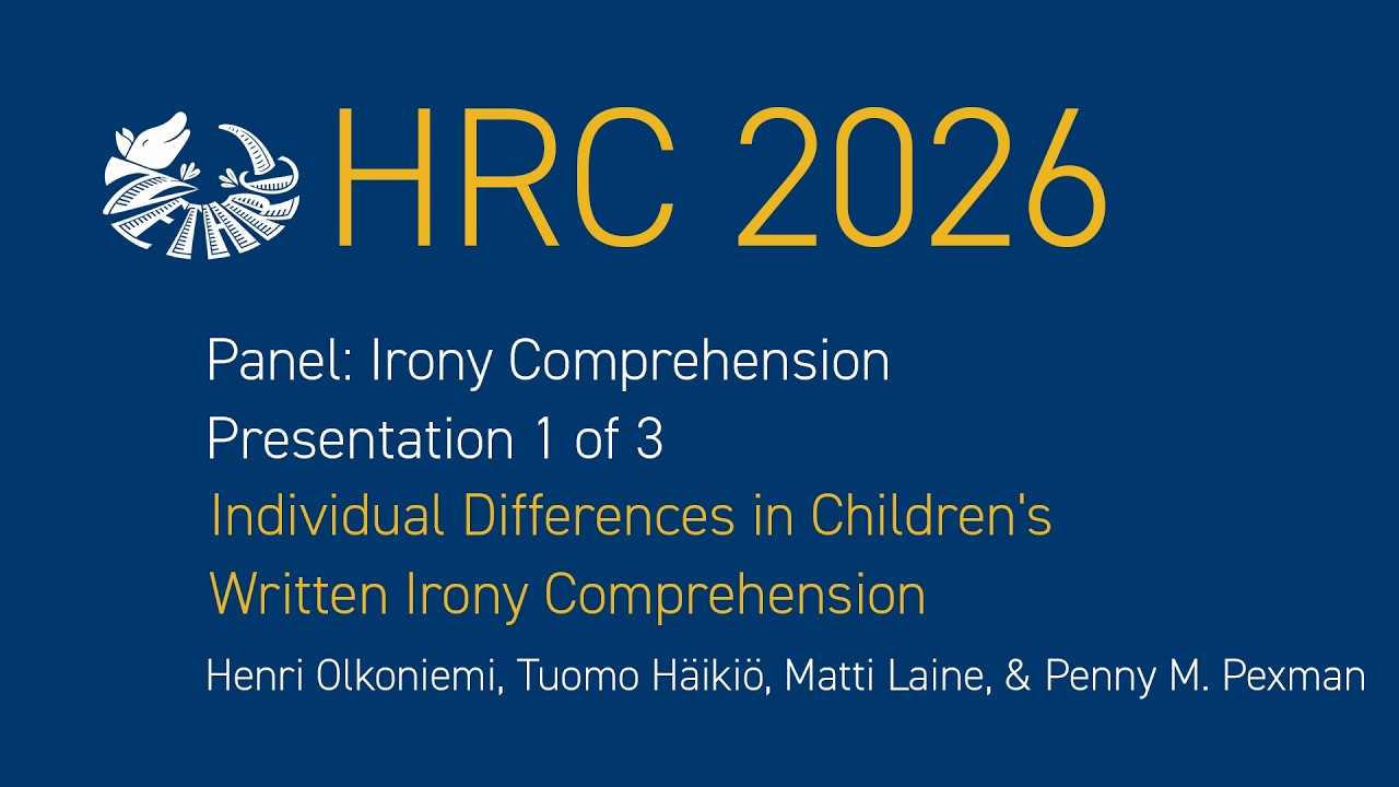 Individual Differences in Children's Written Irony Comprehension (Panel; Presentation 1 of 3)