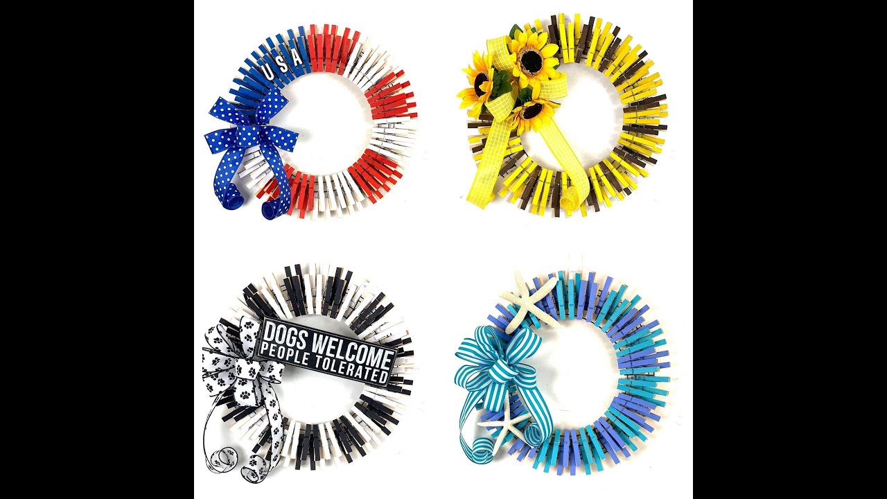 Make 4 perfect wreaths for LESS than $3 using clothespins!