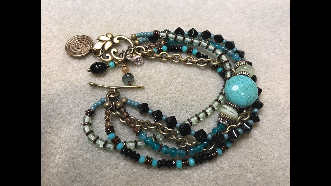 Multi-Strand Falling Leaves and Gaia Bracelet