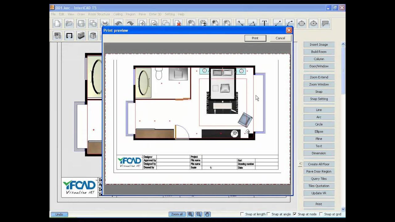 InteriCAD T5 - 2D Design - Printing Floor Plan