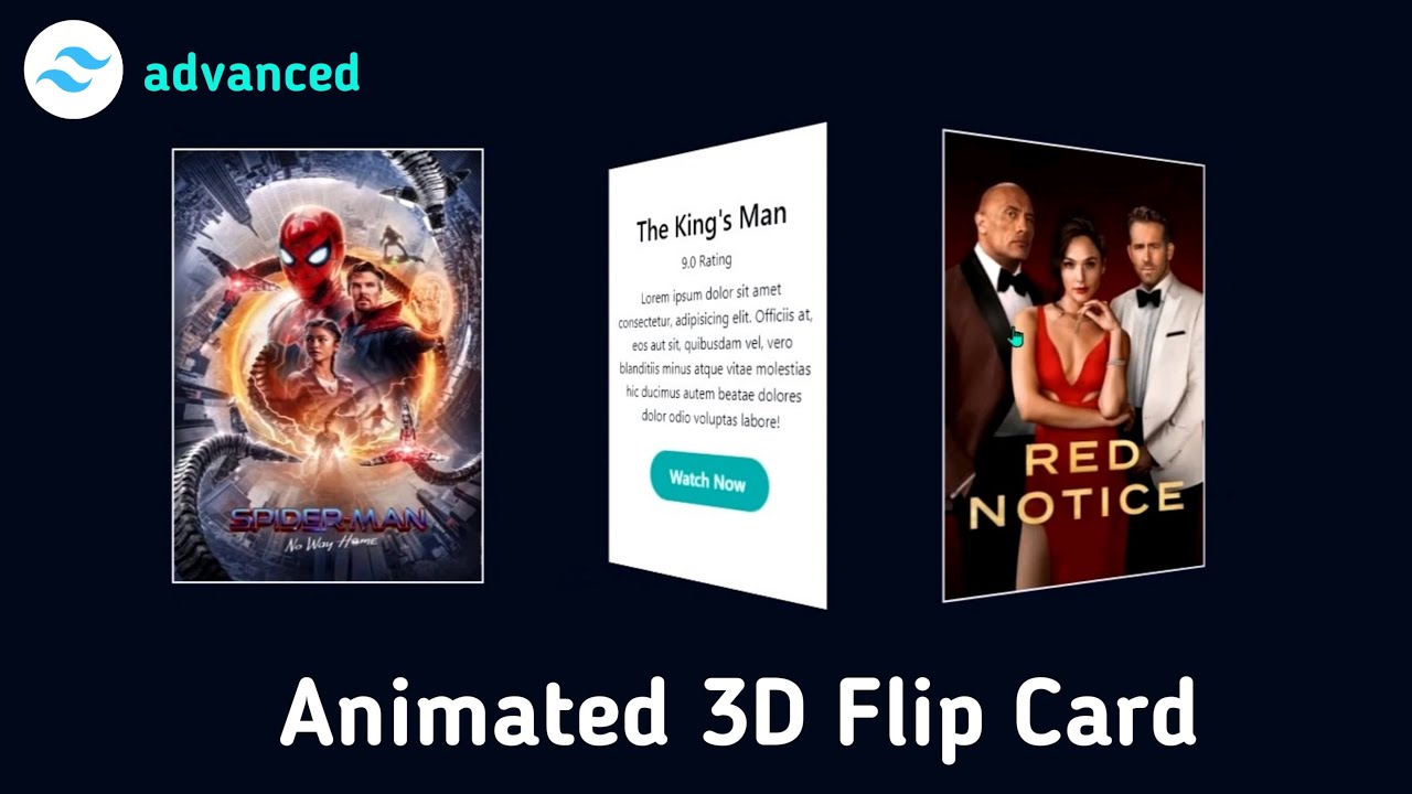 Animated 3D Flip Card Design Using Tailwind CSS | tailwind css advanced tutorial