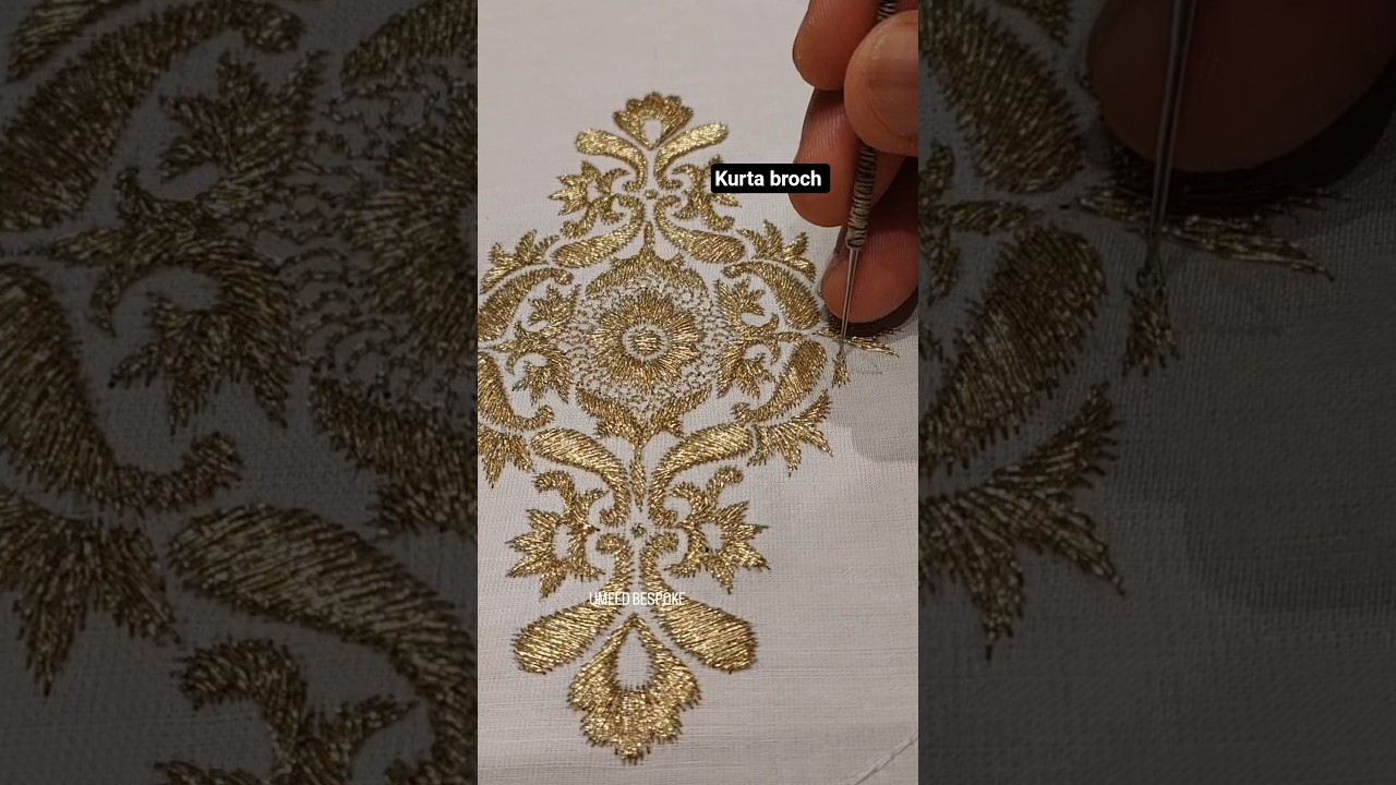 kurta broch embroidery | hand embroidery aari work 