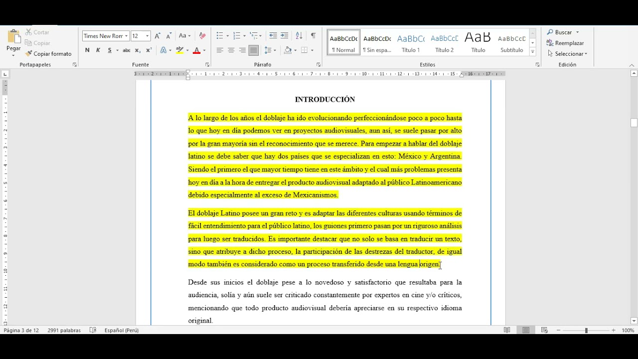 INFORME ACADÉMICO. Completar Introducción UCV. Traducción e Interpretación..