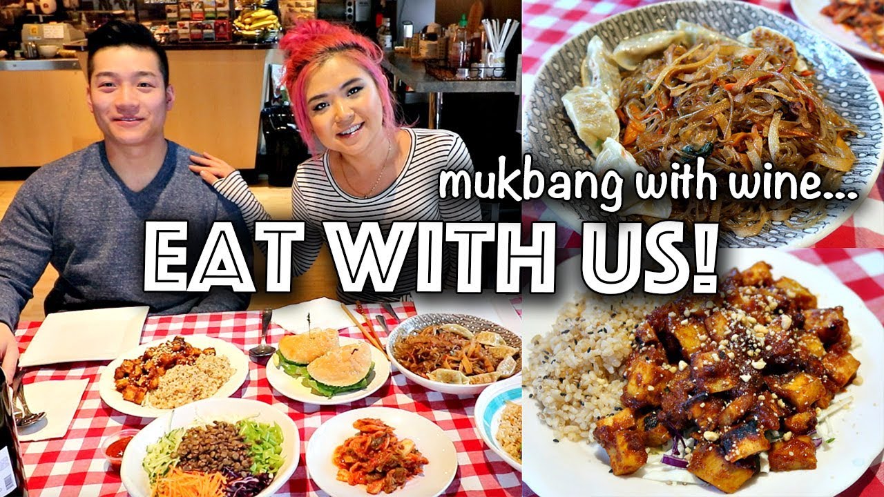 Vegan Korean FEAST MUKBANG // ENTIRE main menu from my CAFE! (vegan eating show)
