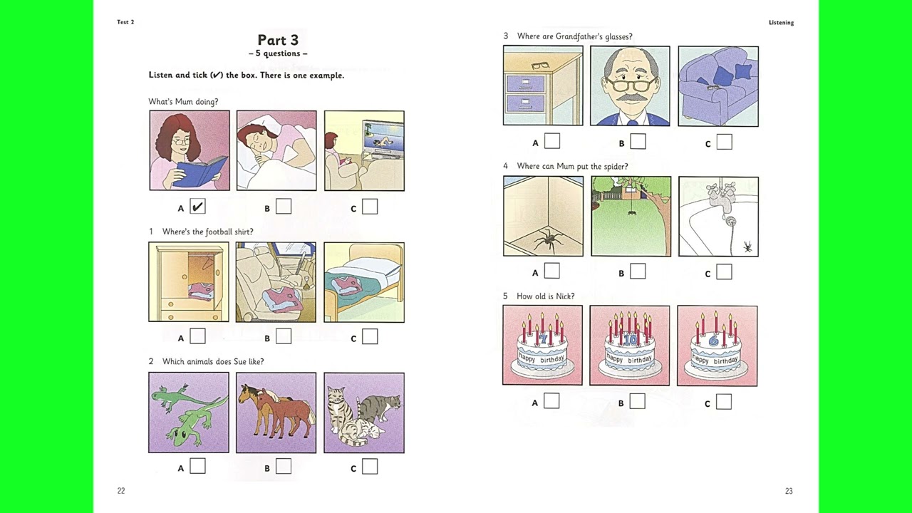 LISTENING • CAMBRIDGE STARTERS 6 TEST 2 | Luyện Nghe STARTERS