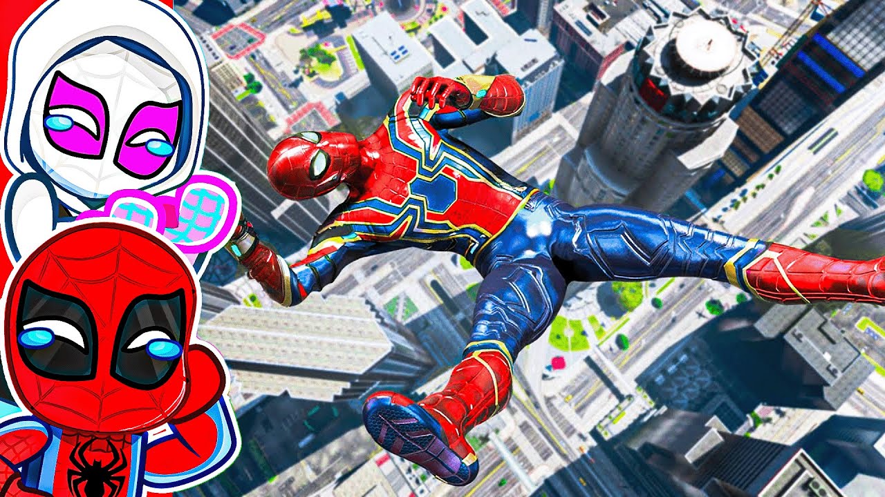 GTA 5 IRON SPIDERMAN vs 1,492,410 FEET FALL... (Try Not To Laugh)