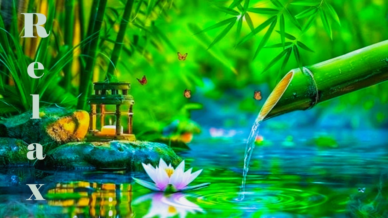 Deep Relaxation Music 🌿 Tranquil Lotus Pond & Gentle Waterfall Ambience