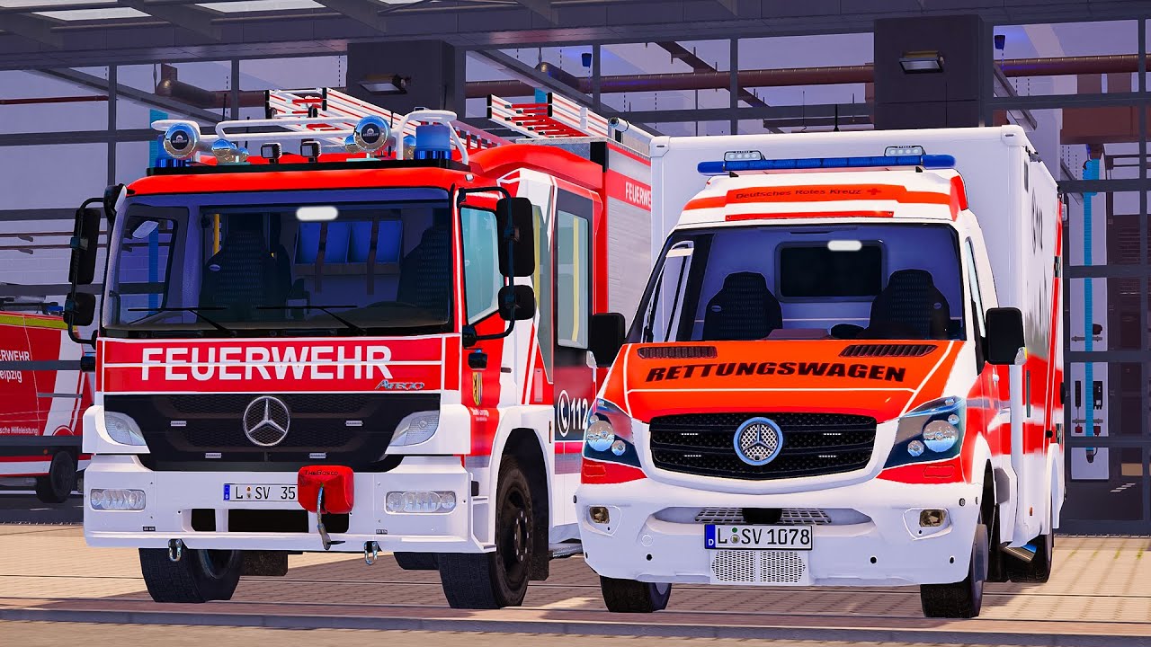 Emergency Call 112 - Stadt Leipzig New Pack Ladder Truck and Ambulance on Duty! 4K