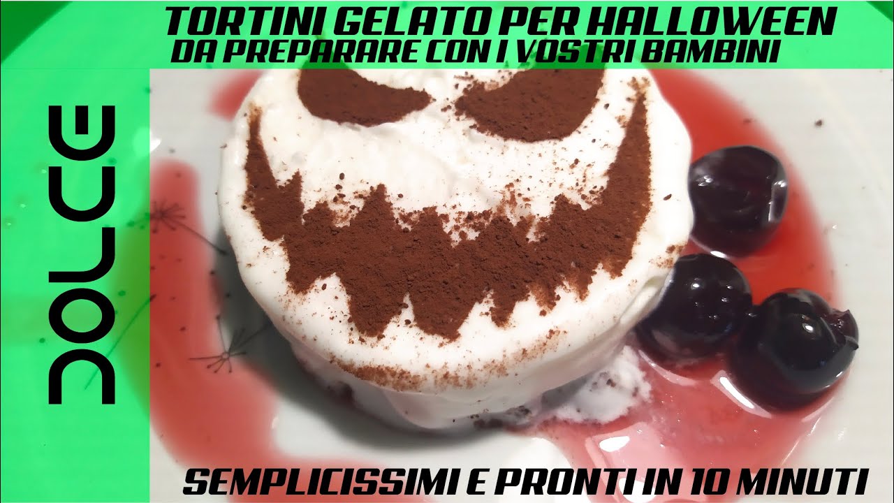TORTINO GELATO DI HALLOWEEN CON BISCOTTI ED AMARENE. PRONTO IN 10 MINUTI.
