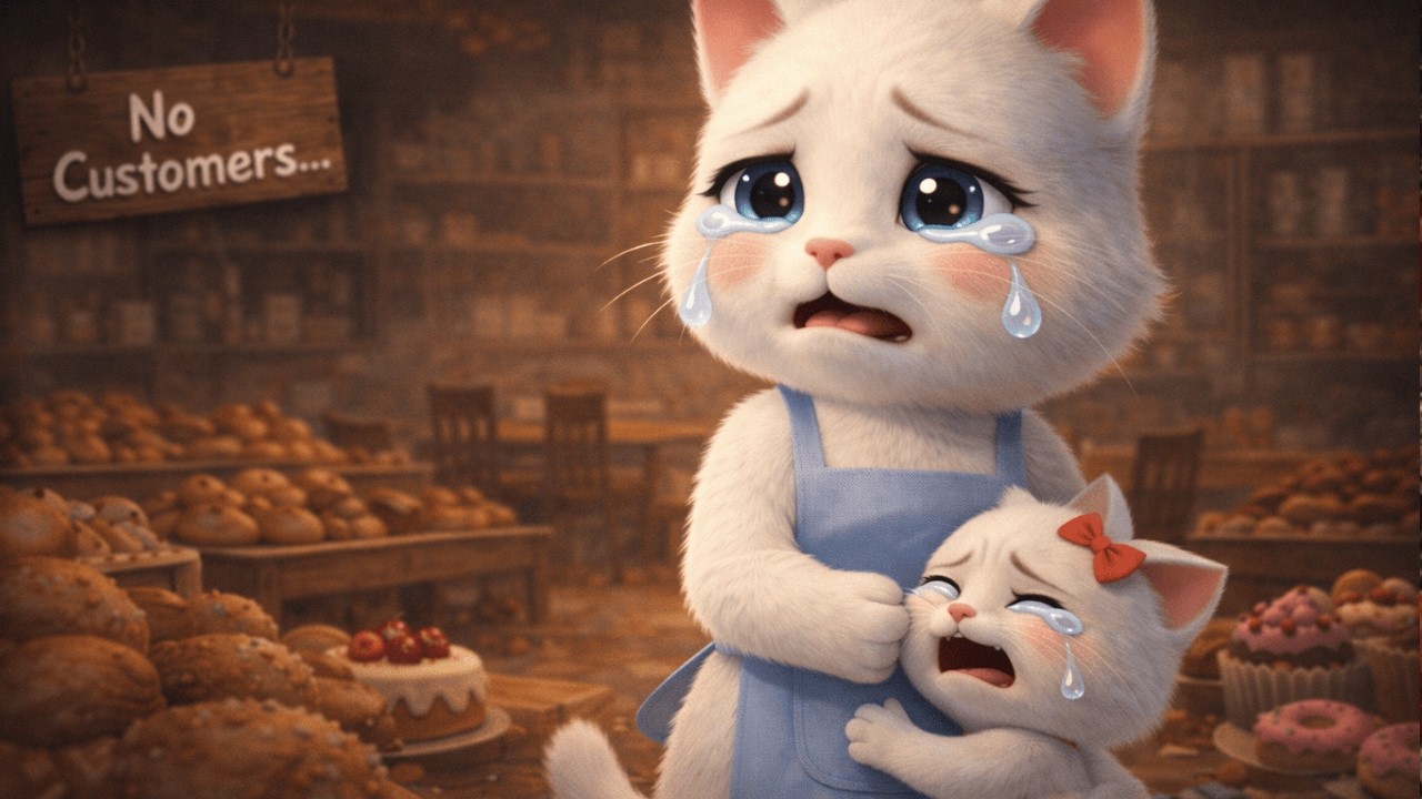 A Cute Cat Story: Mama Cat & Baby Cat Cries... 😢 The Whole Town Comes To Rescue!