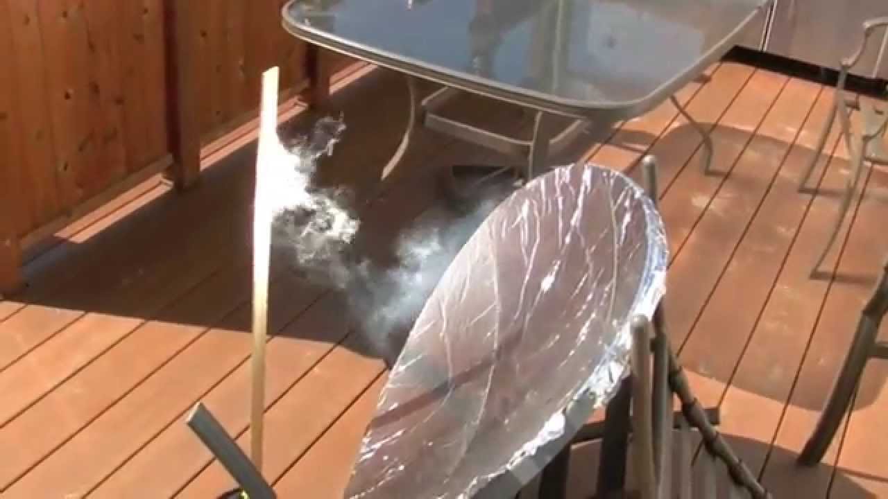 Satellite dish solar burner DIY