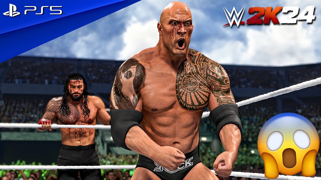 WWE 2K24 — Коди Роудс и Сет Роллинс против Рока и Романа Рейнса — WrestleMania XL | PS5™ [4K60]