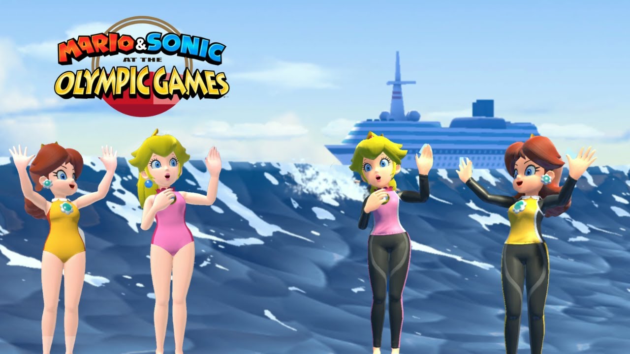 Mario & Sonic At The Olympic Games Tokyo 2020 Swimming + Surfing   Peach & Daisy  New Record Switch