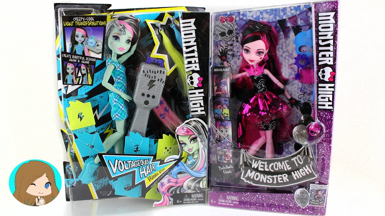 Voltageous Hair Color Change Flat Iron On Frankie Stein Doll & Welcome to Monster High Draculaura Re