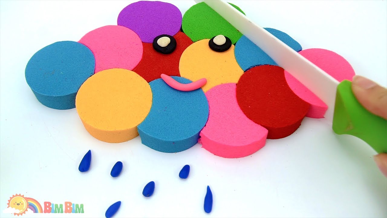 How to make Kinetic Sand Colorful Cloud - Learn Colors Kinetic Sand