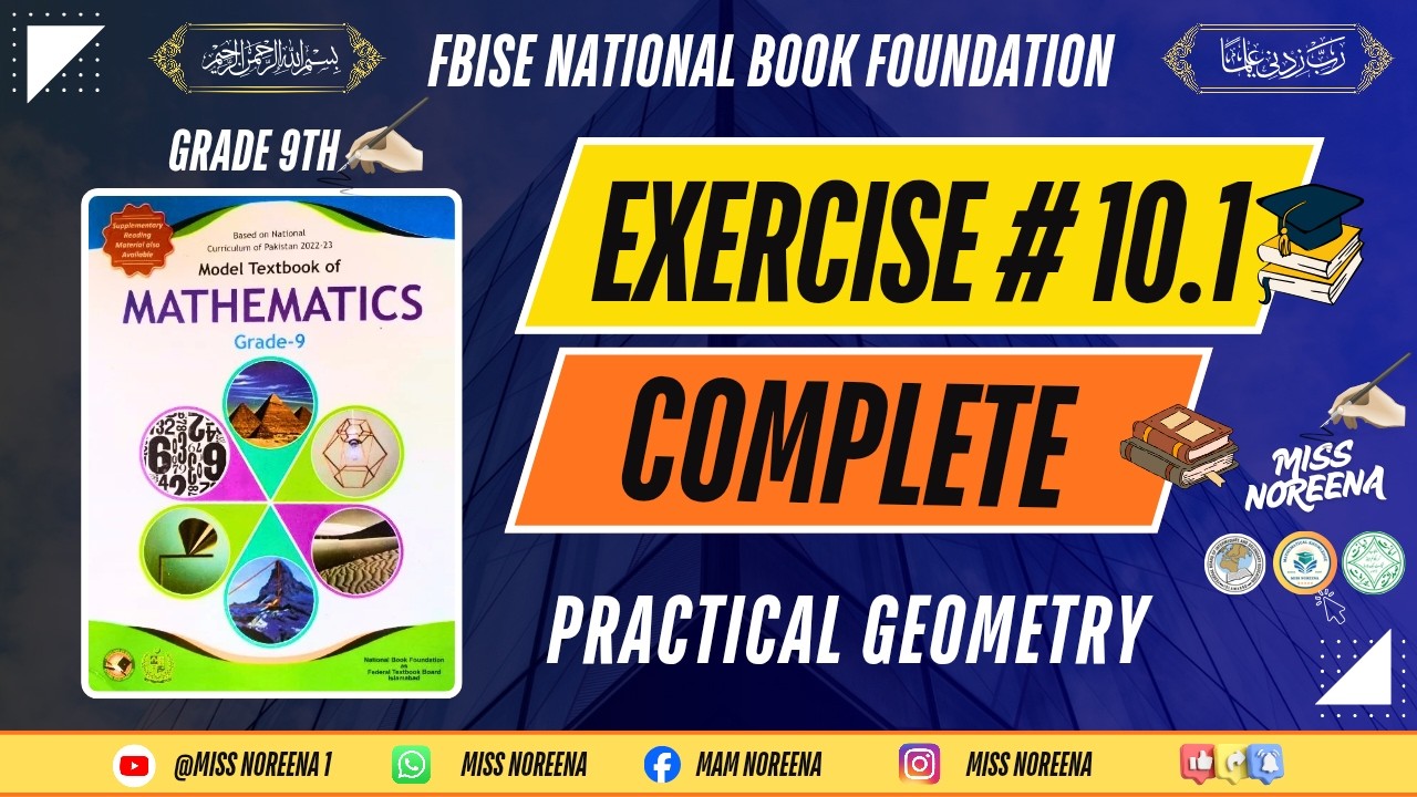 Class 9 Maths Chapter 10 Exercise 10.1 New Book| National Book Foundation Class 9 Math |Miss Noreena