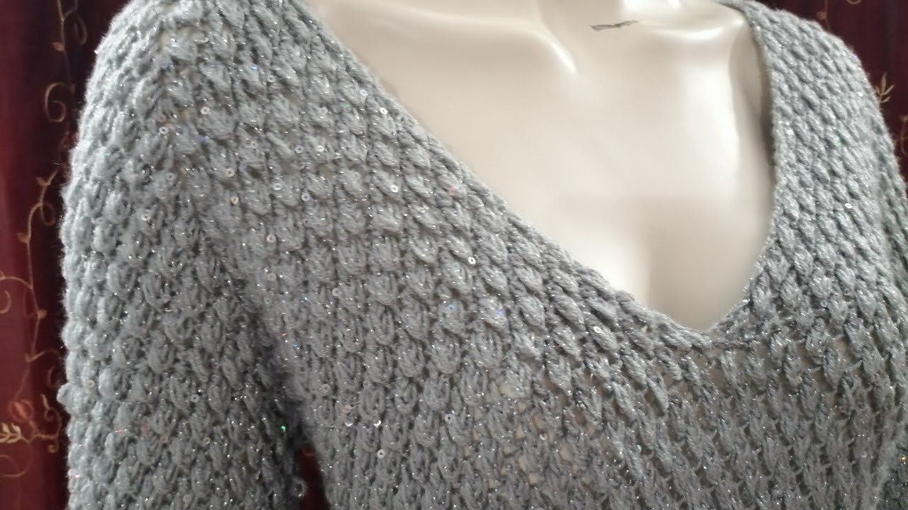 Uncinetto: Maglione con scollo a V