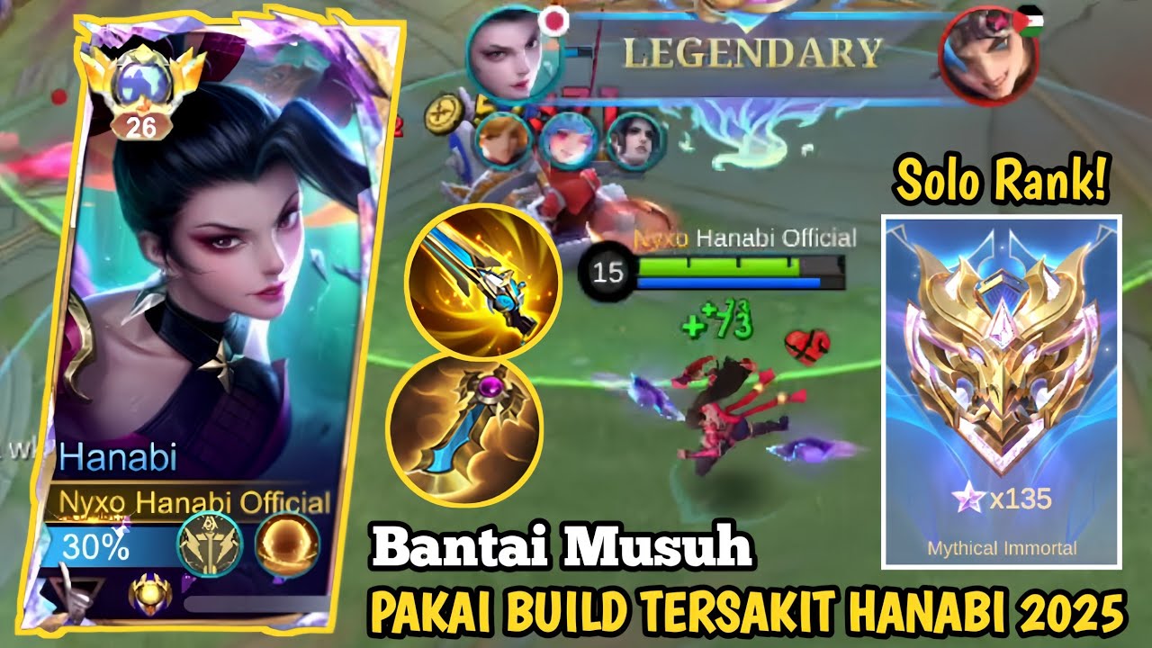 TOP GLOBAL HANABI SOLO RANK DIMYTHICAL IMMORTAL BANTAI MUSUH PAKAI BUILD TERSAKIT 2025 - MLBB