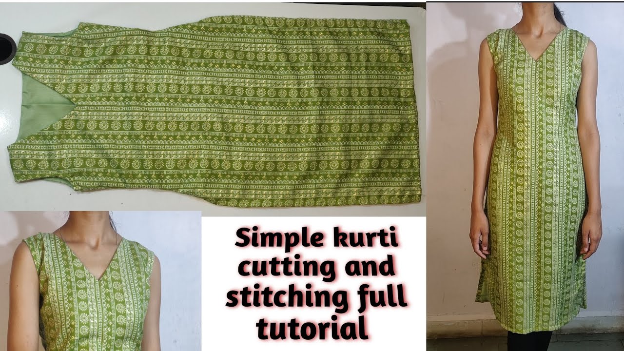 V neck cutting and stitching | Sleeveless kurti | stylish kurti cutting and stitching | Kurti design