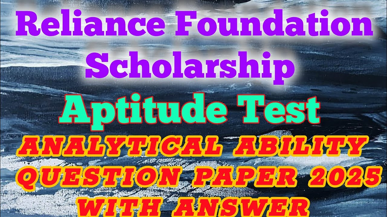 Reliance Foundation Scholarship | Aptitude Test | Analytical Ability Question paper 2025 With Answer