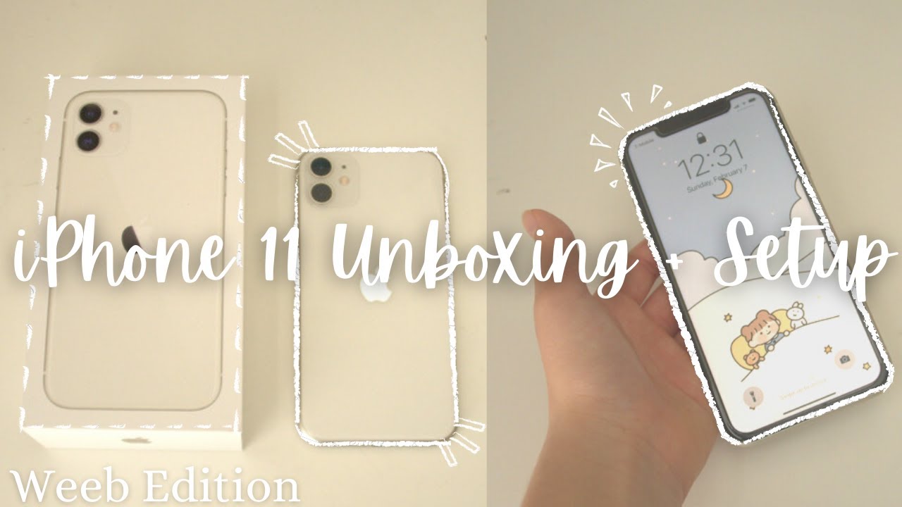 iPhone 11 White  64 gb Unboxing + aesthetic anime setup- weeb edition ☁️✨| iPhone 11 アンボクシング＋セットアップ
