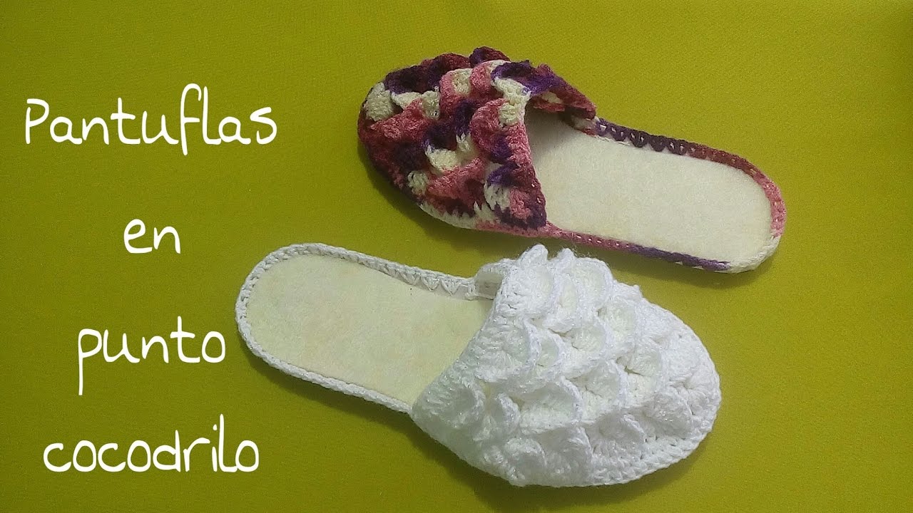 Pantuflas en punto cocodrilo (para el dia de las madres) 2 de 2