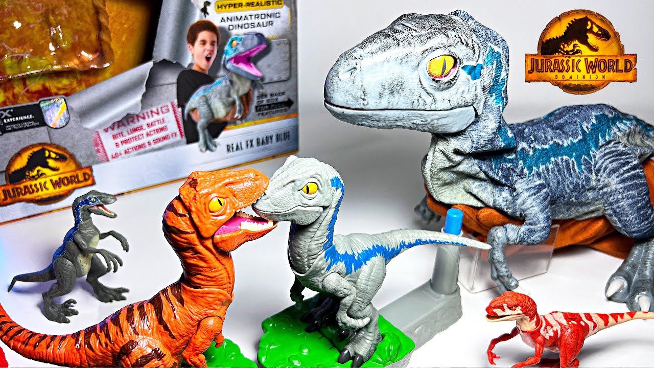 REAL FX Blue! New Jurassic World Dominion Dinosaurs Toys! Velociraptors, Atrociraptors