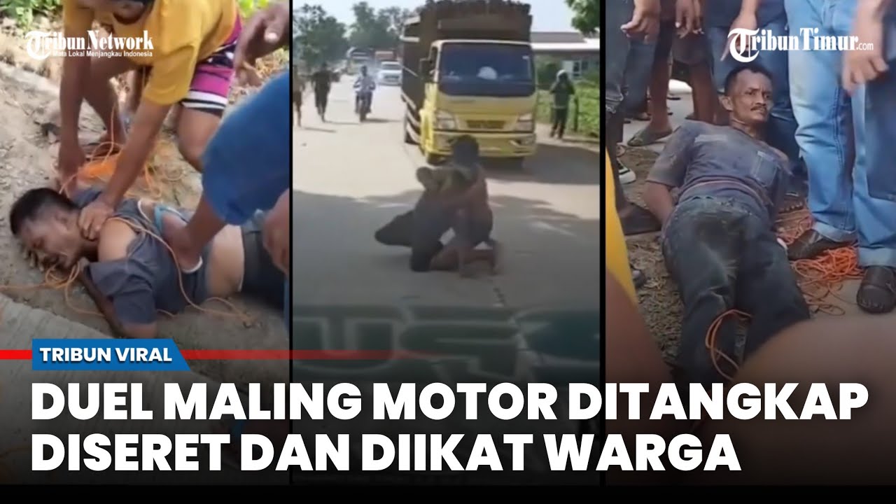 Maling Motor Tertangkap Warga, Diseret di Jalan dan Diikat Pakai Tali