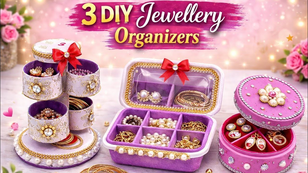😍3 DIY Mini Eid jewellery organizer✨ Best out of waste crafts♻️✨