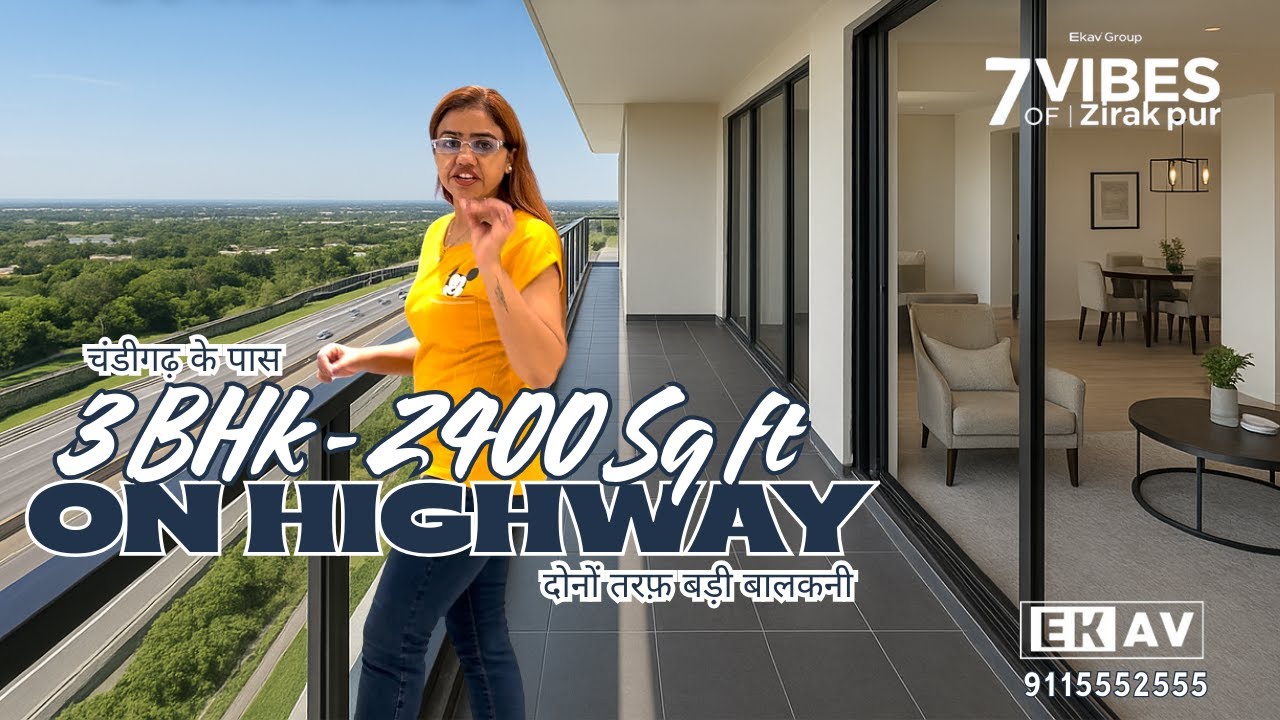 3 BHK Luxury Flat | 2400 Sq. Ft. | Both Side Open | Long Balcony on Highway Zirakpur Near Chandigarh