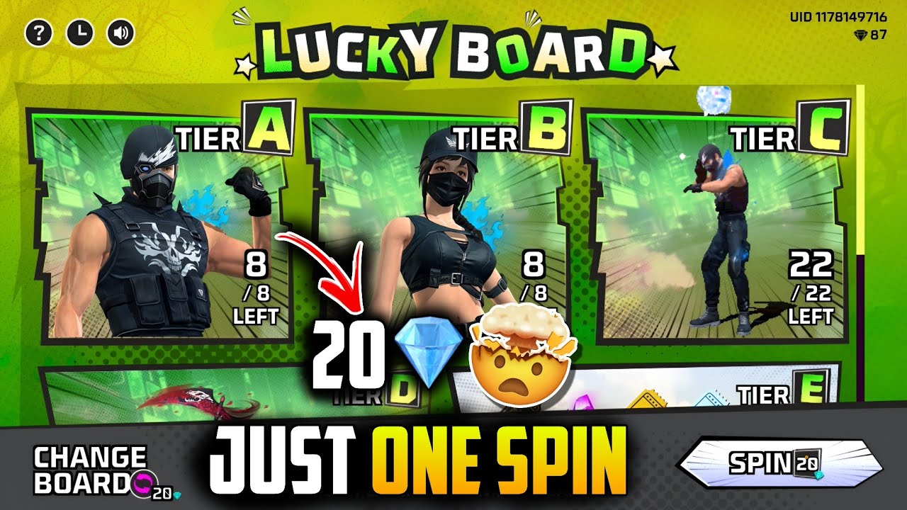 Got Sharp Tactician Bundle in 1 Spin! 😱 Free Fire Lucky Board Event | 20 Diamonds Only | Free Fire